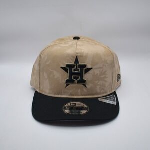 New Era 9FIFTY Houston Astros A-Frame Precurved Snapback Hat Cap - Khaki / Black